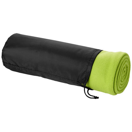 Grüne Huggy Fleecedecke in schwarzer Hülle, individuell bedruckbar, bei Signalshop.de – Werbeartikel, Werbegeschenke, Werbemittel, Giveaway.