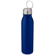 Blaue Edelstahl-Sportflasche 700 ml mit Metallschlaufe, individuell gestaltbar, von Signalshop.de Werbegeschenke.