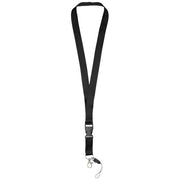 Schwarzes Sagan Lanyard mit abnehmbarer Schnalle und Handyband, individuell bedruckbar, von Signalshop.de. Werbeartikel, Werbegeschenke, Werbemittel, Giveaway.