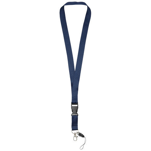 Blaues Sagan Lanyard mit abnehmbarer Schnalle und Handyband, individuell bedruckbar, von Signalshop.de Werbeartikel.
