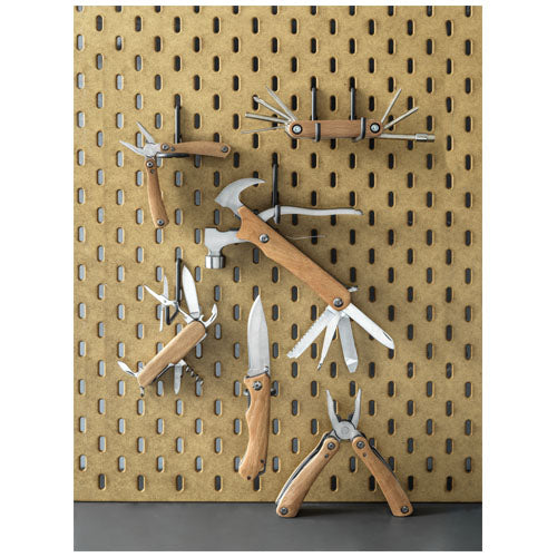 Fixie Fahrrad Multitool aus Holz an Wand, nachhaltig, individuell gestaltbar mit Logo, Signalshop.de Werbeartikel.