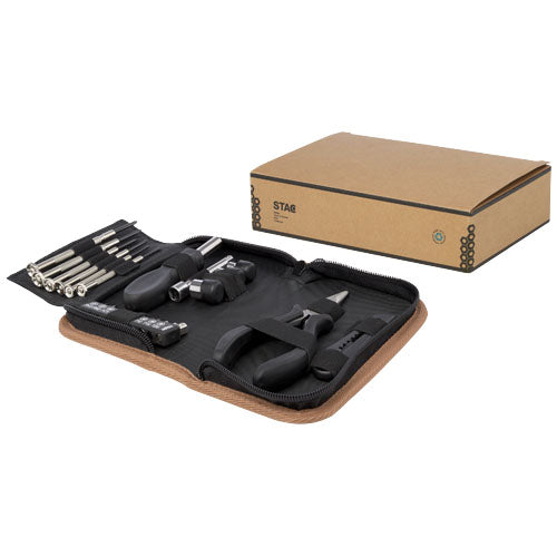 Spike 24-teiliges Werkzeugset aus recyceltem Kunststoff im Korketui, individuell mit Logo bedruckt, Signalshop.de, Werbeartikel, Werbegeschenke, Werbemittel, Giveaway.