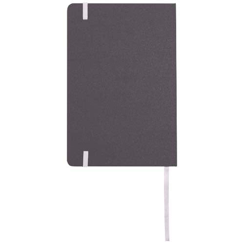 Graues Classic A5 Hardcover Notizbuch mit Band, individuell gestaltbar, bei Signalshop.de als Werbeartikel.