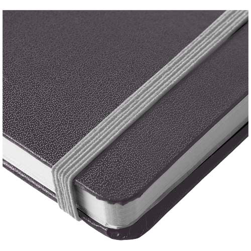 Lila A5 Notizbuch mit Hardcover, elastischem Band, individuell gestaltbar bei Signalshop.de, ideal als Werbeartikel.