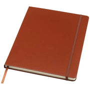Braunes Executive A4 Notizbuch aus Leder mit individuell bedruckbarem Cover, ideal als Werbeartikel bei Signalshop.de.