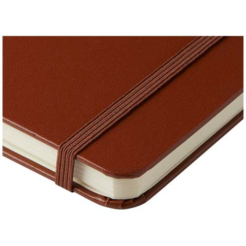 Braunes Executive A4 Notizbuch mit Gummiband, individuell gestaltbar, Signalshop.de Werbeartikel.