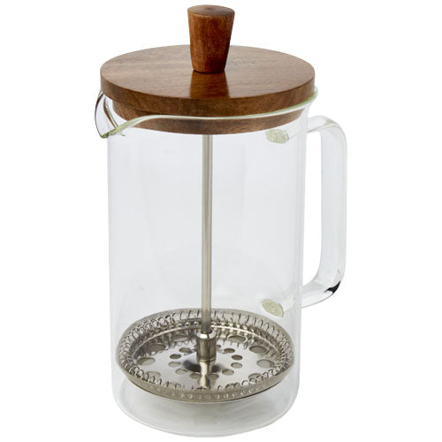 Ivorie 600 ml French Press aus Glas mit Holzdeckel, individuell gestaltbar, ideal als Werbemittel von Signalshop.de.