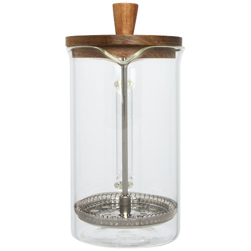 Ivorie 600 ml Kaffeebereiter aus Glas mit Holzdeckel, individuell gestaltbar, von Signalshop.de, Werbeartikel.