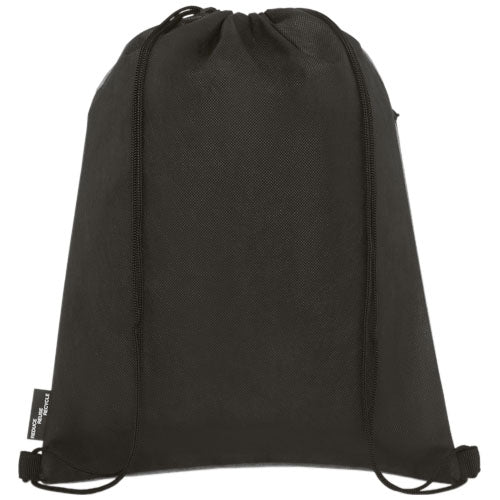 Schwarzer Ross Turnbeutel aus RPET, individuell bedruckbar, von Signalshop.de als nachhaltiger Werbeartikel.