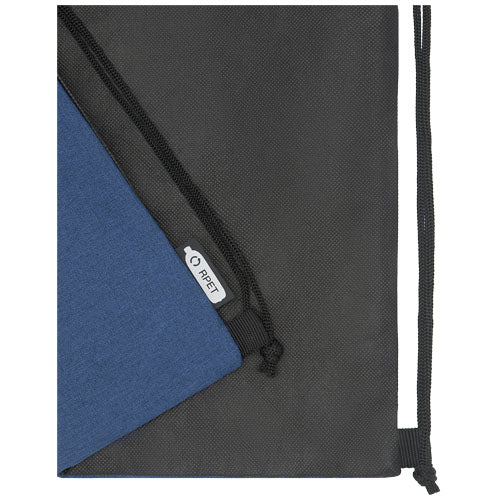 Ross Turnbeutel aus RPET in Schwarz-Blau, nachhaltig, individuell bedruckbar bei Signalshop.de, ideal als Werbeartikel.