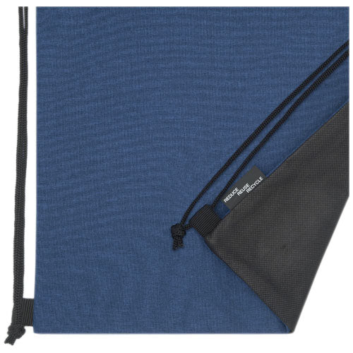 Blauer Ross Turnbeutel aus nachhaltigem RPET mit Kordelzug, individuell bedruckbar, Signalshop.de Werbeartikel.