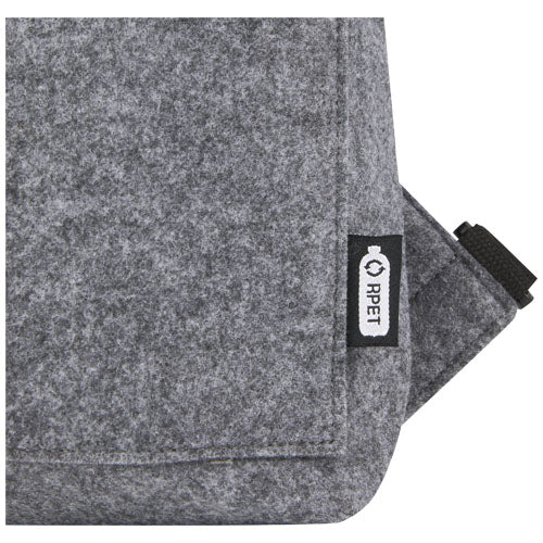 Graue Felta Fahrradtasche aus GRS-recyceltem Filz, individuell bedruckbar, erhältlich bei Signalshop.de als Werbeartikel.