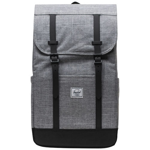 Grauer Herschel Retreat Rucksack 23 L, recyceltes Material, individuell mit Logo gestaltbar, Signalshop.de Werbeartikel