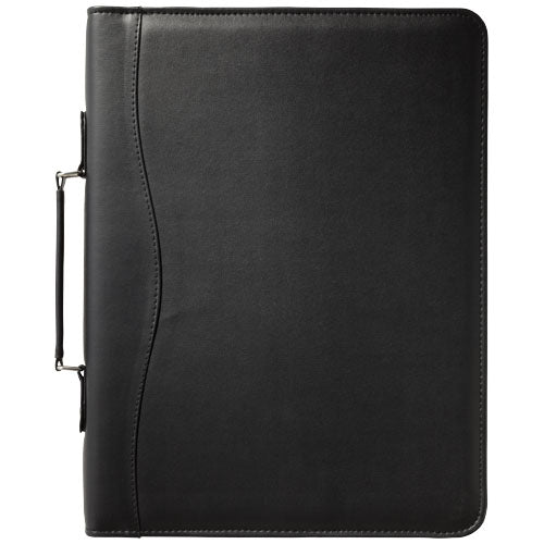 Schwarze Ebony A4 Aktenmappe aus Leder mit Griff, individuell gestaltbar mit Logo, bei Signalshop.de erhältlich. Werbeartikel, Werbegeschenke, Werbemittel, Giveaway.