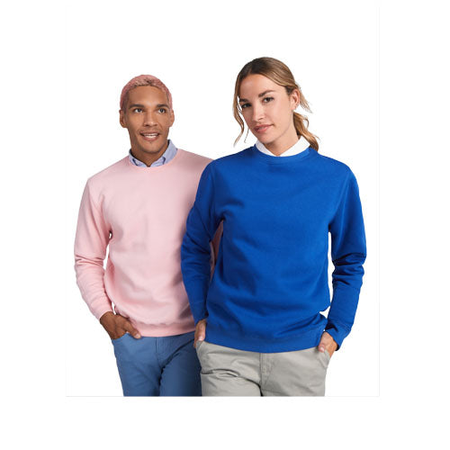 Unisex Batian Sweatshirt aus Bio-Baumwolle, blau und rosa, individuell gestaltbar mit Logo, Signalshop.de Werbeartikel.