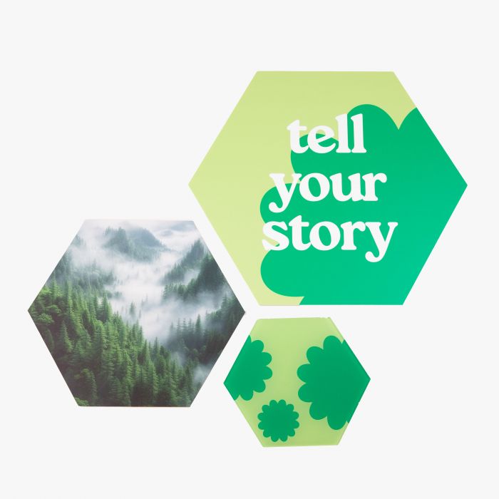 Hexagonale Werbeartikel von Signalshop.de, individuell bedruckt, ideal als Werbegeschenke und Giveaways.