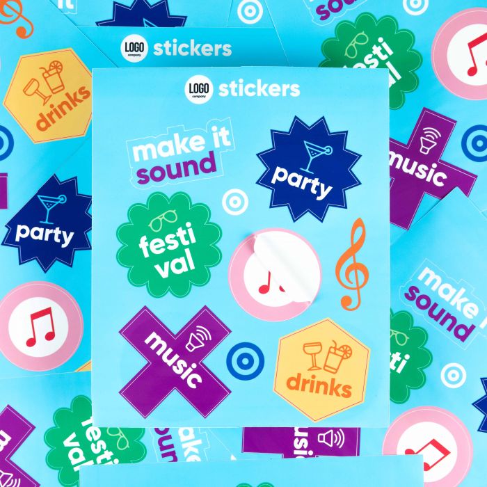 Aufkleberbogen von Signalshop.de, bunt bedruckt, individuell gestaltbar, ideal als Werbeartikel, Werbemittel.