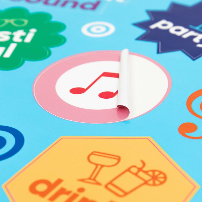 Aufkleberbogen mit bunten Motiven, individuell gestaltbar, Signalshop.de Werbeartikel, Werbegeschenke.