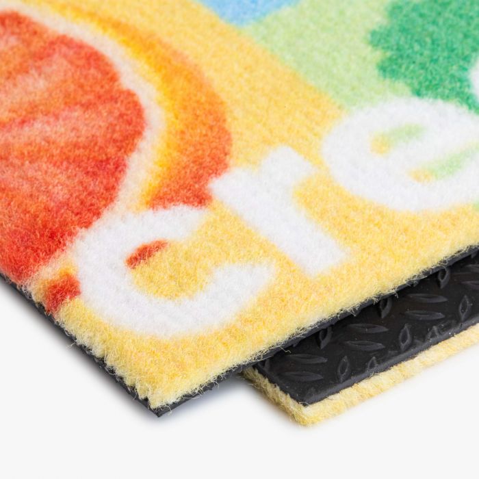 Bunte Schmutzfangmatte aus Stoff, individuell bedruckbar, von Signalshop.de, Werbeartikel Giveaway.