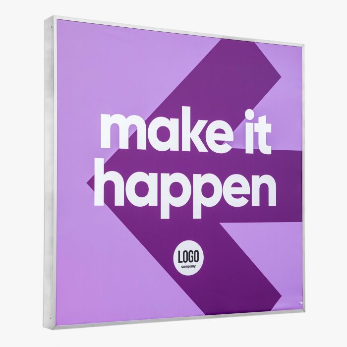 Outdoor LED-Leuchtrahmen, lila mit Logo, individuell gestaltbar, Signalshop.de Werbeartikel Giveaway