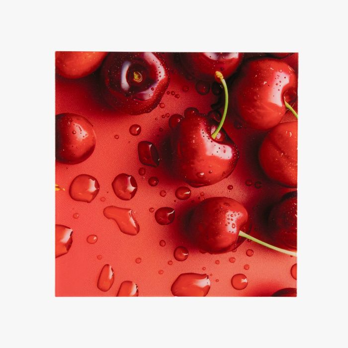 Foto auf Platte mit Kirschmotiv, individuell gestaltbar, erhältlich bei Signalshop.de als Werbeartikel.