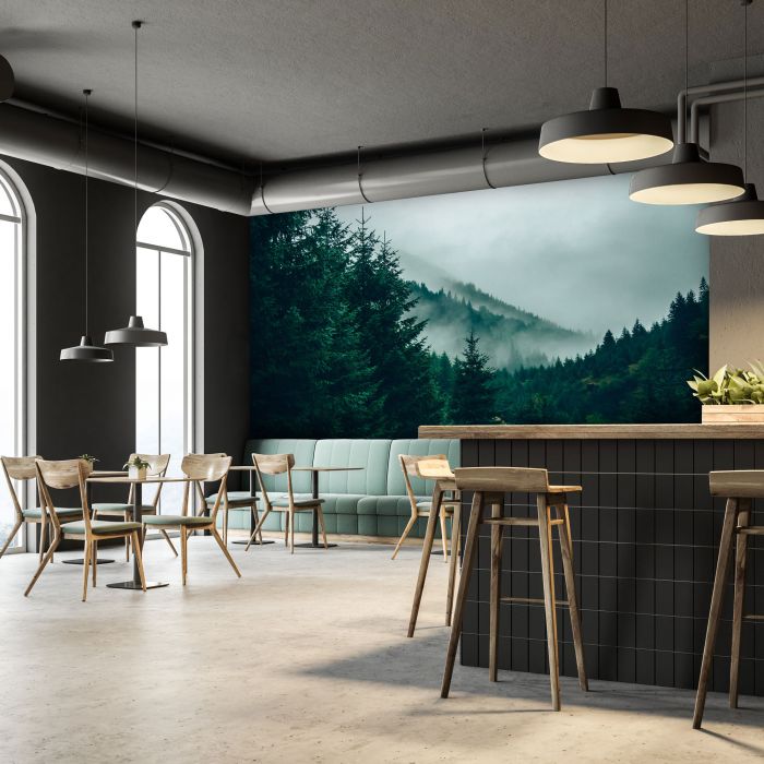 Nahtlose Fototapete mit Waldmotiv, individuell gestaltbar, Werbeartikel bei Signalshop.de.