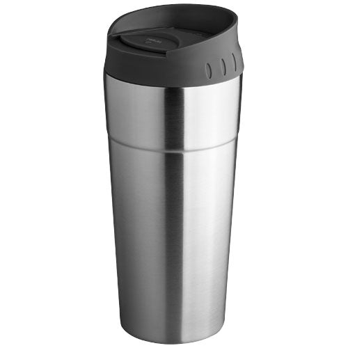 Zissou 500 ml Isolierbecher aus Edelstahl mit schwarzem Deckel, individuell bedruckbar, Signalshop.de Werbeartikel.