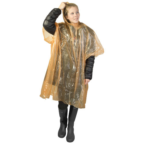 Ziva Einweg-Regenponcho in Orange, individuell bedruckbar, idealer Werbeartikel von Signalshop.de