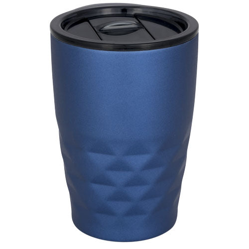 Blauer Geo 350 ml Kupfer-Vakuum Isolierbecher von Signalshop.de, individuell bedruckbar, Werbeartikel.
