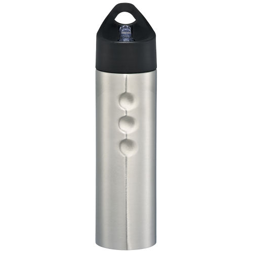Edelstahl Trinkflasche 750 ml mit schwarzem Deckel, individuell bedruckbar, Signalshop.de Werbeartikel.