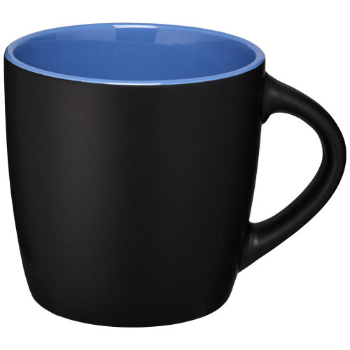 Riviera 340 ml Keramikbecher in Schwarz-Blau, individuell mit Logo bedruckt, erhältlich bei Signalshop.de, ideal als Werbeartikel, Werbegeschenke, Werbemittel, Giveaway.