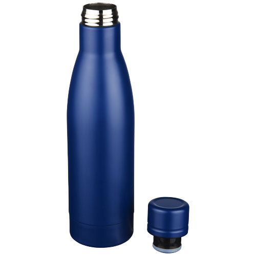 Blaue Vasa 500 ml Kupfer-Vakuum Isolierflasche aus Edelstahl, individuell mit Logo bedruckbar, Signalshop.de Werbeartikel.