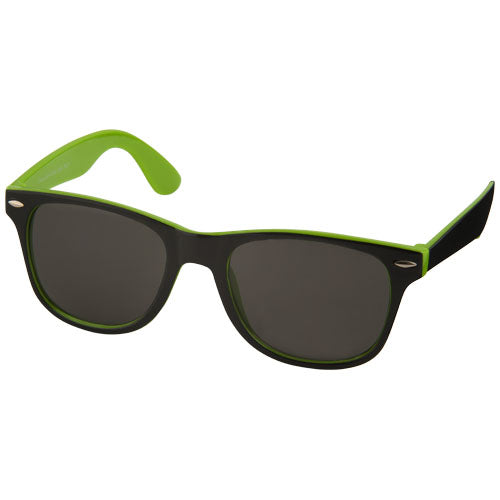 Zweifarbige Sun Ray Sportsonnenbrille in Schwarz und Grün, individuell gestaltbar mit Logo von Signalshop.de, ideal als Werbeartikel, Werbegeschenk, Werbemittel, Giveaway.
