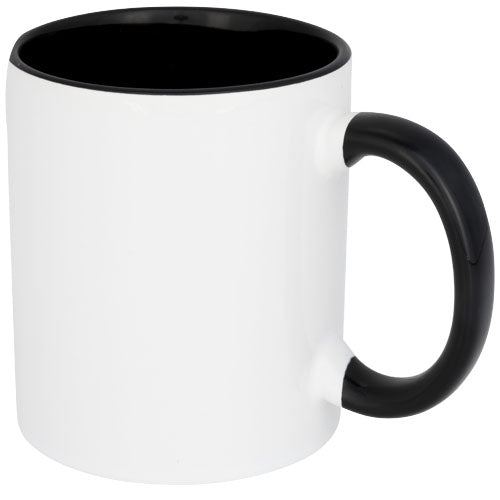 Pix 330 ml Sublimations-Tasse aus Keramik mit schwarzem Henkel, individuell gestaltbar, Signalshop.de Werbeartikel.