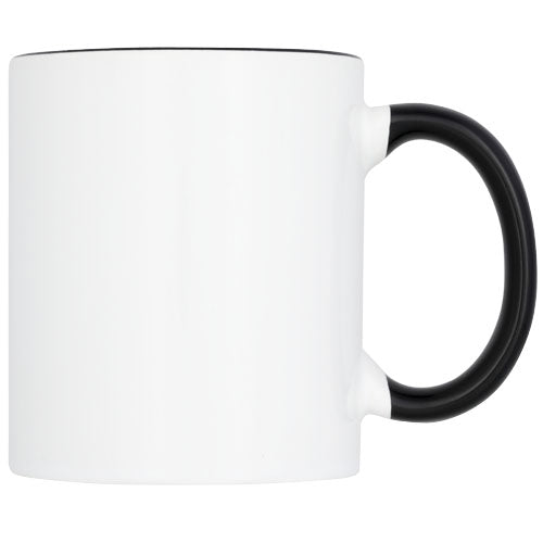 Pix 330 ml Sublimations-Tasse, weiße Keramik mit schwarzem Henkel, individuell bedruckbar, Signalshop.de Werbeartikel