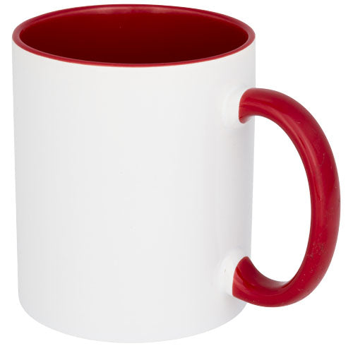 Pix 330 ml Colour-Pop Sublimations-Tasse, weiße Keramiktasse mit rotem Henkel, individuell bedruckbar, Signalshop.de Werbeartikel