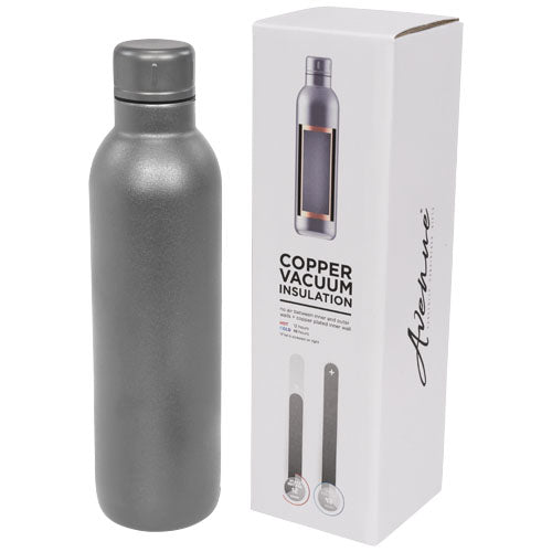 Graue Thor 510 ml Kupfer-Vakuum Isolierflasche aus Metall, individuell mit Logo bedruckbar, Signalshop.de Werbeartikel.