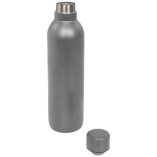 Graue Metall-Trinkflasche Thor 510 ml mit abnehmbarem Deckel, individuell bedruckbar, Signalshop.de Werbeartikel.