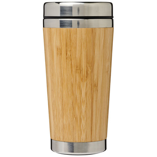 Bambus 450 ml Becher mit Edelstahlrand, individuell gestaltbar, Signalshop.de Werbeartikel Giveaway.