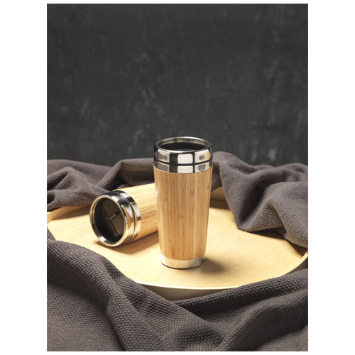 Bambus 450 ml Becher mit Bambus-Außenseite, isoliert, individuell gestaltbar, von Signalshop.de; Werbeartikel, Werbegeschenke, Werbemittel, Giveaway.