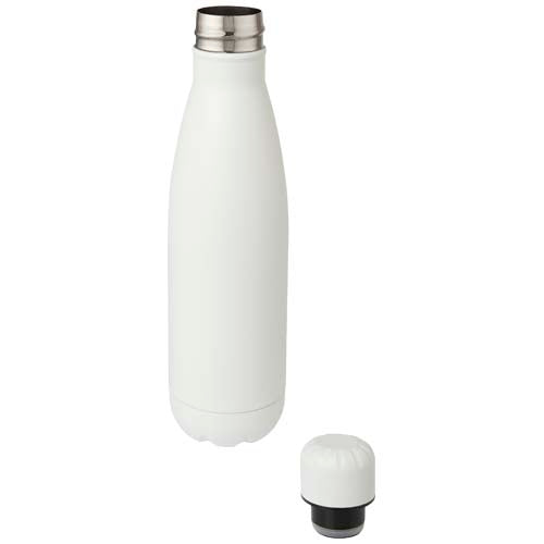 Weiße Edelstahlflasche mit Vakuumisolierung, individuell bedruckbar, von Signalshop.de als Werbeartikel.