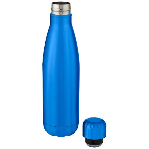 Blaue Cove 500 ml Edelstahlflasche mit Vakuumisolierung, individuell bedruckbar, Signalshop.de Werbeartikel.