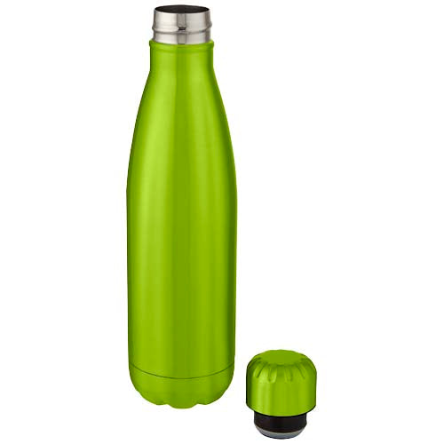 Grüne Edelstahlflasche mit Vakuumisolierung, individuell gestaltbar, von Signalshop.de, ideal als Werbeartikel.