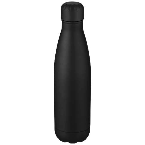 Schwarze Cove 500 ml Edelstahl-Trinkflasche mit Vakuumisolierung, individuell mit Logo bei Signalshop.de gestaltbar, ideal als Werbeartikel und Giveaway.