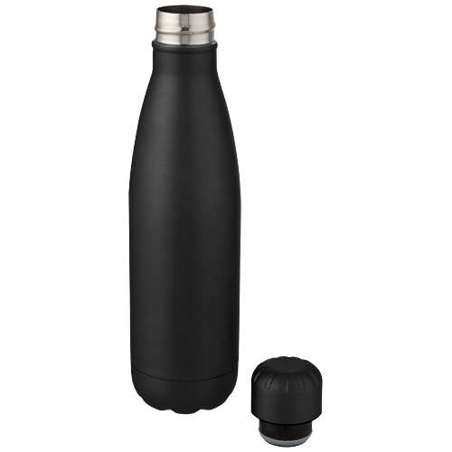 Schwarze Cove 500 ml Edelstahlflasche von Signalshop.de, vakuumisoliert, individuell bedruckbar, Werbeartikel.