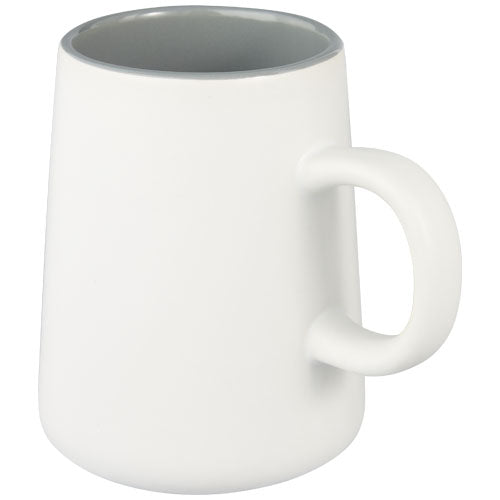Weiße Keramiktasse Joe 450 ml von Signalshop.de, individuell bedruckbar, ideal als Werbeartikel oder Giveaway.
