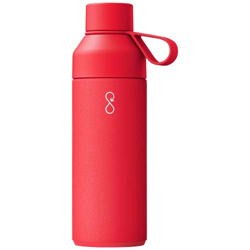 Rote Ocean Bottle 500 ml, vakuumisolierte Trinkflasche, recyceltes Material, individuell bedruckbar, Signalshop.de Werbeartikel.