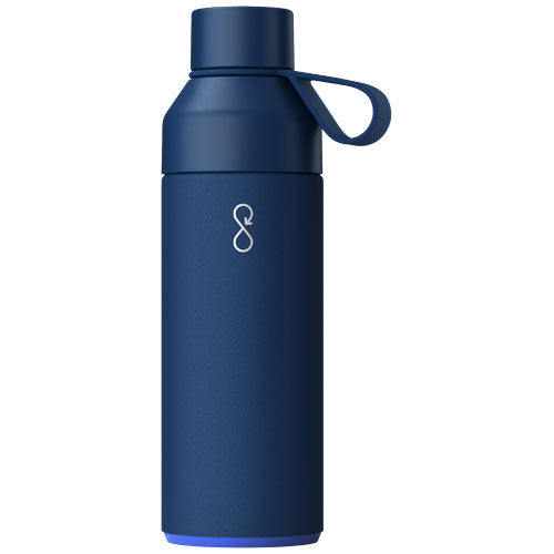 Blaue Ocean Bottle 500 ml Isolierflasche aus recyceltem Material, individuell mit Logo gestaltbar, Signalshop.de Werbeartikel.