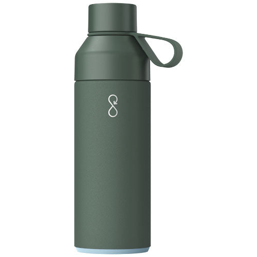 Ocean Bottle 500 ml isolierte Trinkflasche in Grün mit Logo, nachhaltig, Signalshop.de Werbeartikel.