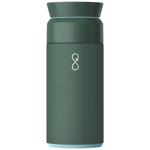 Grüne Ocean Bottle 350 ml Isolierflasche mit Logo von Signalshop.de, nachhaltig, individuell bedruckbar, Werbeartikel.